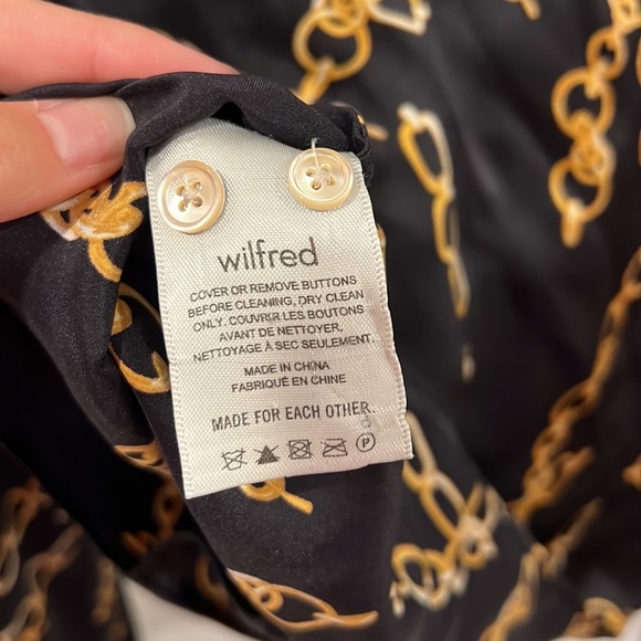 Wilfred Silk Chain Print Tie Front Blouse Black XXS - Picture 6 of 9